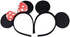 NiuZaiz Set of 2 Costume Deluxe Fabric Black and Dots Red Bow Mouse Ears for Boys and Girls (Red Black), Red Black, One size