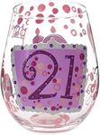 Designs by Lolita “21” Hand-Painted Artisan Stemless Wine Glass, 20 oz.