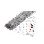 SAI PRASEEDA UV Stabilized Chicken Poultry Wire Garden Fencing Iron Net_Anti Bird Net_24 Inches Height X 50 Feet Length_with 1 Cutter and 100 PVC Tags SP63