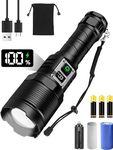 Maxesla Torches LED Super Bright Rechargeable 20000 lumens, XHP90 LED Rechargeable(5000mAh Battery) Torch, Adjustable Focus 5 Light Modes Powerful Torch for Dog Walking Camping Emergency