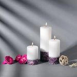 PROSPERRO LUMO Paraffin Wax By Parkash Candles Set Of 3 Fragrance Pillar Candles Marble Finish (White Rose Petals)