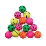 THE TWIDDLERS - 15 Soft Rubber Toy Balls, 6cm - Vibrant Colour Dog Balls or Interactive Kids Play, Throw Fetch Ball Game, Perfect Stocking Fillers