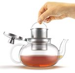 Verre Collection Glass Tea Pot, 800 mL (27oz) Kettle Stove Top with Stainless Steel Removable Infuser, Glass Kettle for Loose Leaf Tea, Stovetop Kettle Teapot and Strainer, Tea Pots with Infuser