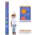 Fielegen Baby Spaceship Growth Chart Canvas Wall Art Hanging Measuring Rulers for Kids Boys Girls Room Decoration Nursery Removable Height and Growth Chart 7.9 x 79 inch