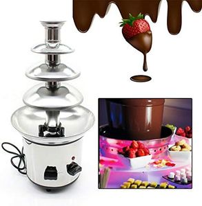 Chocolate Fountain, 4-Tier Chocolate Fondue Fountain Machine, 1000g chocolate Cream Fondue Pot Set for Chocolate Candy, Ranch, Nacho Cheese, Baby Shower, Birthday Celebration, D8.5" x H18.1"