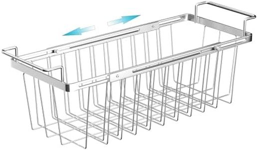 Orgneas Freezer Baskets for Chest Freezer, Expandable Deep Freezer Organizer Bins Wire Basket Storage Adjustable From 16.5'' to 26.5'', Stainless Steel Over the Sink Dish Drying Rack for Kitchen