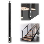 Muzata Side Mount Stair Post 36''x2''x2'' Fit for 25-35 Degrees Stairway Cable Railing Post Adjustable Top Black Finish Stainless Steel Wood Concrete Angle Stair, PF01 BB4S