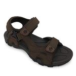 HEVA Mens Leather Sandals Sport Summer Outdoor Adjustable Shoes(9 UK,Brown)