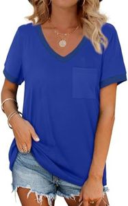 Geifa Womens T Shirts V Neck Short Sleeve Casual Maternity Summer Clothes Royal Blue L