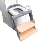 JUNIOR JOE Foldable Potty Training Seat with Stairs - Adjustable Install-Free Toilet Trainer with Non-Slip Splash Guard for Toddler Boys & Girls (PEACH)