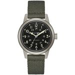 Bulova Men's Military Heritage Hack Veteran's Watchmaking Initiative Watch in Stainless Steel with 3-Hand Automatic, Black NATO Leather Strap Style: 96A259, Green, Automatic Watch