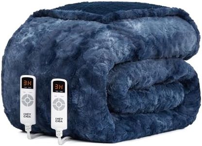 EHEYCIGA Electric Heated Queen Blanket, 9 Heat & 10H Auto-Off, Navy