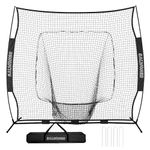 BALWONER 7 x 7 ft Baseball Softball Practice Net Set with Carry Bag for Batting Hitting and Pitching Black