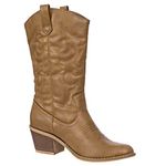 Charles Albert Women's Embroidered Modern Western Cowboy Boot, Tan, 6 UK