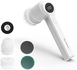 TILSWALL M4 Elektrische Reinigungsbürste mit LED-Anzeige, 60 W 7,4 V wiederaufladbare kabellose elektrische Reinigungsbürste mit 5 Zubehörköpfen, elektrischer Spin Scrubber für Badezimmer, Küche