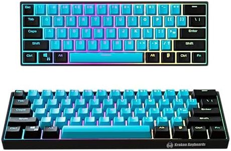 KRAKEN KEYBOARDS BRUISER Edition Kraken Pro 60 | Black & Blue 60% HOT SWAPPABLE Mechanical Gaming Keyboard for Gaming On PC, Xbox, Playstation & MAC (Bruiser | Silver Switches)