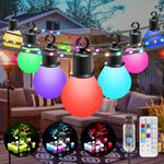 ECOWHO Festoon Lights Outdoor - Colorful Outdoor String Lights 12 Modes with RemoteTimer, IP65 Waterproof 100 LED + 20 G40 Bulbs Garden Lights USB Powered for Camping Patio Party