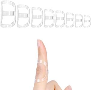 KEWAYO 8Pcs Oval Trigger Finger Splints, Clear Trigger Finger Splint Brace - Comfortable and Effective Pain Relief Finger splints For Thumb, Index, Middle, Pinky or Ring Finger (2,3,4,5,6,7,8,10)