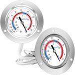 Uharbour Cooler Thermometer Comercial Freezer Thermometer Capillary Design Refrigeration Gauge, Range -40 to 65 ℉ / -40 to 20℃, 2" Dial Stainless Steel Flanged Panel Mount(Pack of 2)