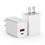 USB C Wall Charger [2 Pack], 20W Fa