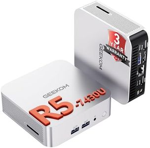 GEEKOM 2026 Best Mini PC A5 PRO Mini PC Windows 11 Pro, AMD Ryzen 5 7430U(Up to 4.4GHz) 16GB RAM & 512GB SSD Desktop Computer(3-Year Support), Dual HDMI Quad Display/WiFi 6 for Video Editing