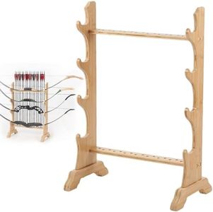 S F Bamboo bow stand Compound Bow Holder Archery, 12 Arrow Holder Wall Mount Storage, Bow Rack Wall Display Handcrafted