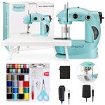 Magicfly Mini Sewing Machine with Extension Table, Dual Speed Portable Sewing Machine for Beginner with Light, Sewing Kit for Kids, Household, Blue