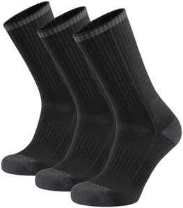 Closemate 3 Paia Calze Trekking Uomo in Lana Merino Calzini Spugna Inverno Caldo Anti Vesciche Traspiranti Calzini Sportivi per All'aperto Escursionismo Corsa Sci Campeggio Lavoro(3Nero, Taglia L)