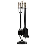 Tangkula 5-Piece Fireplace Tool Set, Heavy Duty Fire Wood Tool Set with Tong, Brush, Shovel, Poker, Stand, Fireplace Accessories Tool Kit with Ergonomic Handle, Easy Assembly, Black