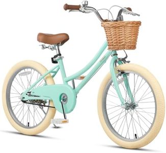 Petimini 20 Inch Kids Bike for 5 6 7 8 Years Old Little Girls Retro Vintage Style Bicycles with Training Wheels and Bell,Mint Green…