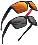 Jim Halo Polarized Sunglasses for Men Women Wrap Around Sprot Sun Glasses for Cycling Fishing Driving Black+Orange