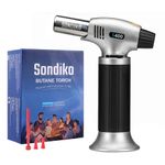 Sondiko Butane Torch S400, Refillable Kitchen Torch Lighter, Fit All Butane Tanks Blow Torch with Safety Lock and Adjustable Flame for Desserts, Creme Brulee, and Baking Butane Gas Is Not Included