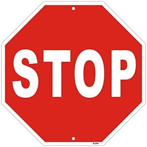 Stop Sign Traffic, Street Slow Warning Reflective Aluminum Metal Signs,12 x 12 Inches Road Signs for Kids,UV Protected and Waterproof, Weather Resistant, Easy to Mount(red-stop)