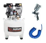 Elephant Oil free & Noiseless Air Compressor 30 Ltr. and Painter Plus Spray Gun PS 01 with PU Pipe & Fittings (AC 30DR - PS 01)