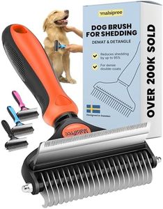MalsiPree Dog Grooming Brush for Shedding - 2 in 1 Deshedding Tool - Undercoat Rake for Long and Short Haired Dogs - Dematting Comb & Pet Hair Deshedder Supplies (Large, Orange) - Deshedding Dog Brush
