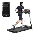 GYMAX Foldable Treadmill, 2.25HP Portable Treadmill with App Control & LED Monitor, Compact Running Walking Jogging Machine for Small Space, Home Gym Workout Fitness Folding Treadmill