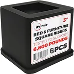 iPrimio Bed and Furniture Square Risers - 3 Inch Rise Size - Wont Crack & Scratch Floors - Heavy Duty Rubber Bottom - Patent Pending - Great for Wood and Carpet Surface (Black, 6)