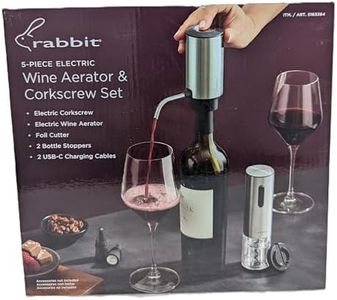 Rabbit Electric Wine Tool Set - 5-Piece Wine Accessory Collection - Aerator, Corkscrew, Cutter, Stoppers, Charging Cables