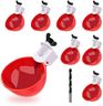 Darcvds Professional Chicken Waterer Cups, 8 Packs Large Chicken Water Feeder, Tee Fittings Poultry Waterer Suitable for Duck, Chicks, Goose, Turkey, Bunny and Bird with Mounting Hole Opener