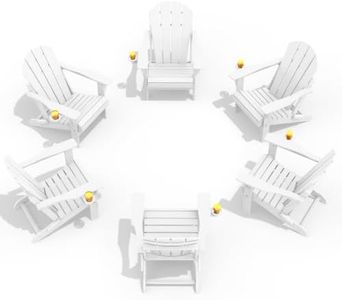 Ciokea Folding Adirondack Chairs Set of 6 HDPE All-Weather, White