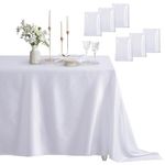 Counfeisly 6 Pack Square Tablecloth Stain Resistant Wrinkle Free silkly Soft Table Cloth, Satin Dining Table Cloths for Dining Room, Indoor and Outdoor Use, 52 x 52 Inches, White