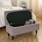 Highdi Stretch Ottoman Cover Rectangle, Soft Elastic Ottoman Slipcover Folding Ottoman Storage Bench Covers Washable Footstool Protector Covers (M,Light grey)