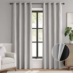 JINCHAN 100% Faux Linen Blackout Curtains for Living Room Thermal Insulated Room Darkening Grommet Top Window Drape 1 Panel Curtain for Bedroom, Each W137cmxD213cm Grey