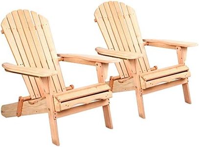 Gardeon Beach Chair 2pcs Wooden Folding Outdoor Chairs Camping Adirondack, Patio Furniture Lounge Armchair Garden Pool Backyard Picnic Hiking Fishing Wood Weather-Resistant Natural