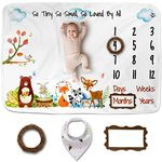 Luka & Lily Baby Milestone Blanket - Ultra Soft Fleece Monthly Milestone Blanket for Baby Girl and Boy - Perfect for Baby's First Year Growth Chart - Monthly Baby Milestone - Woodland Theme - 60"x40"