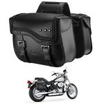 KEMIMOTO Motorcycle Saddlebags,Upgraded Bottom Anti-scalding Motorcycle Luggage Bag 30L Large Capacity PU Leather Side Bags Compatible with Sportster Softail Dyna V-star Shadow