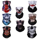 SMEHCF 8 Skull Vampire Headband Bandana Balaclava Half Face Mask Shield Head Hair Scarf Neck Gaiter Hat Multipurpose For WoMen Men Breathable Reusable Washable Red Blue Brown Black White