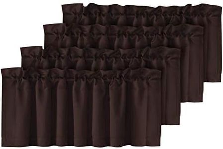 H.VERSAILTEX 4 Panels Blackout Curtain Valances for Kitchen Windows/Bathroom/Living Room/Bedroom Privacy Decorative Rod Pocket Short Window Valance Curtains, 52" W x 18" L, Chocolate Brown