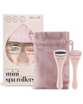 Kitsch Mini Ice Roller & Mini Face Roller Set with Pouch - Ice Roller for Face & Eye Puffiness Relief | Facial Roller & Face Massager Roller (Blush)