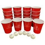Beer Pong Cups Set with Funny Challenges - Includes 20 Beer Pong Cups and 6 Pong Balls - Washable, Reusable Cups with Fun Challenges, Group Party Drinking Games